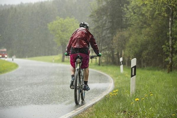 riding bike in rain